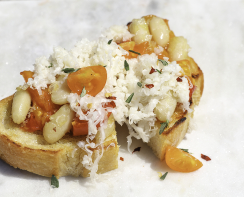 White Bean, Tomato and TomaTruffle Toast